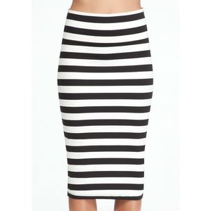 bebe Stripe Knit Midi Skirt